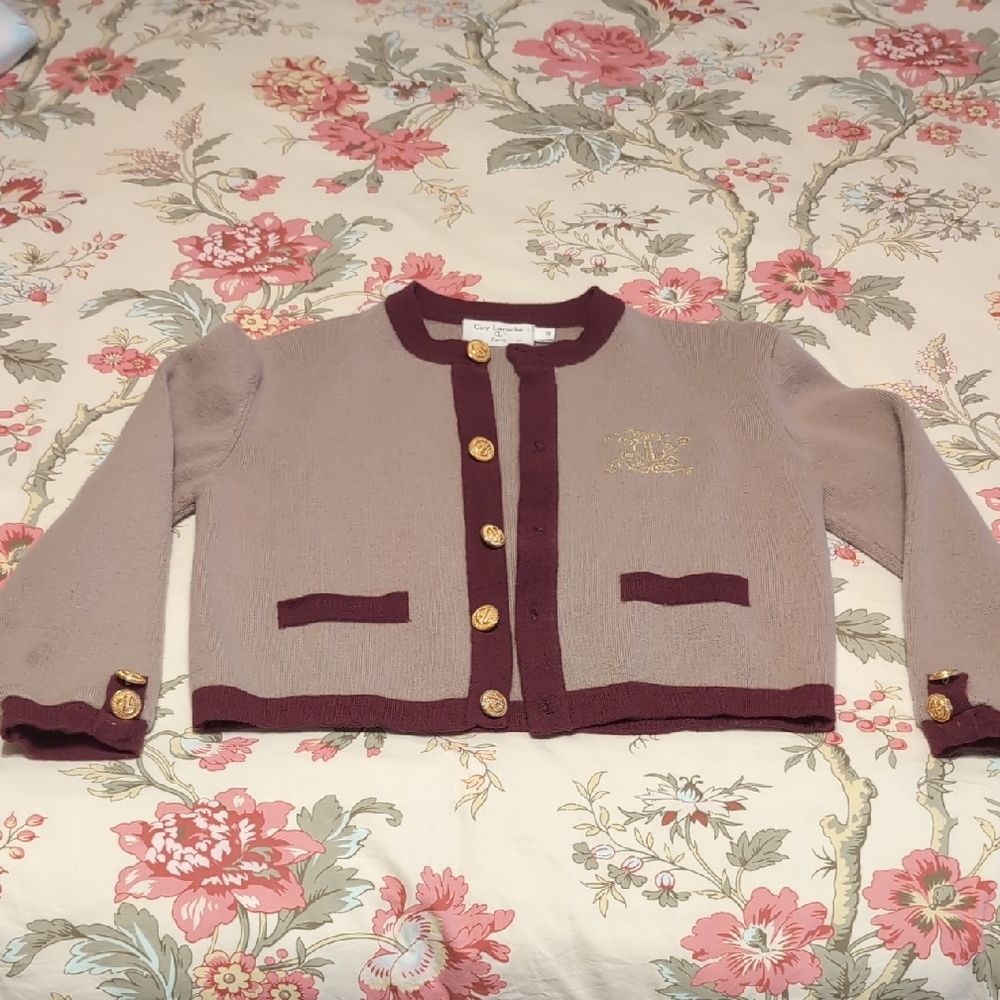 Guy Laroche Wool Cardigan Gold Button Accents